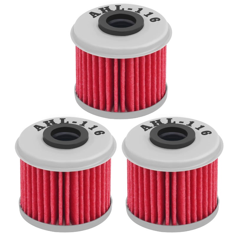 AHL 116 Oil Filter 15412-MEB-671 15412-MEN-671 Compatible with Honda CRF250R CRF250 R 2004-2019 (Pack of 3),#8000A7019 2521231 - Image 1